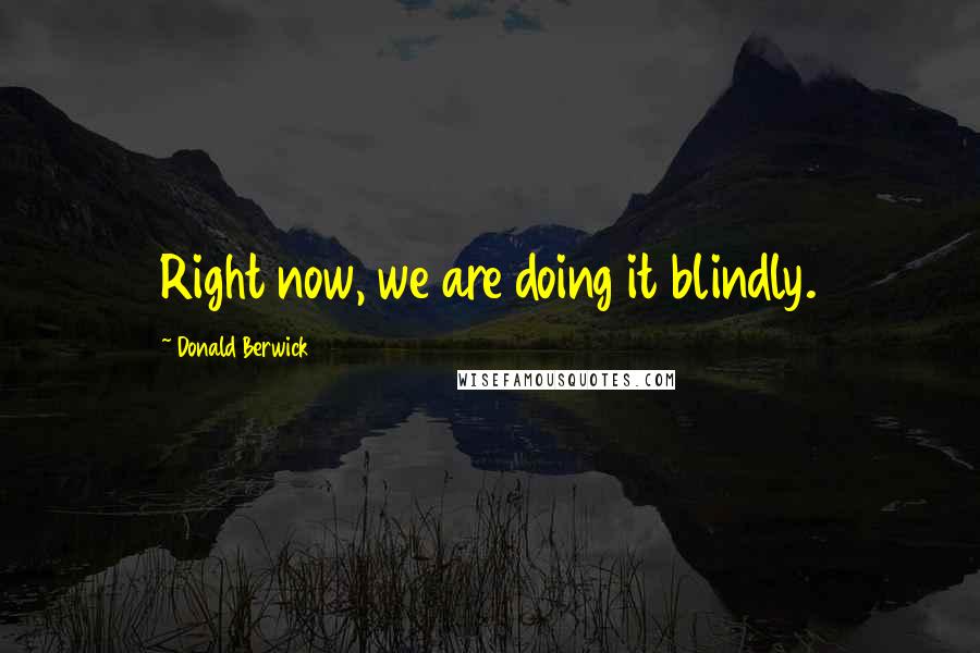 Donald Berwick Quotes: Right now, we are doing it blindly.