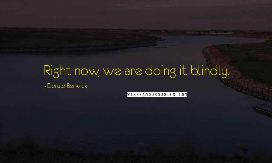 Donald Berwick Quotes: Right now, we are doing it blindly.