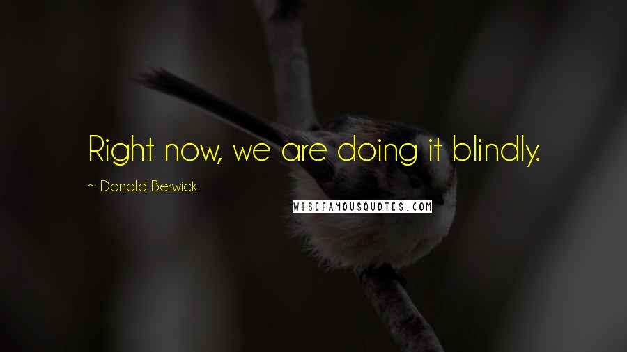 Donald Berwick Quotes: Right now, we are doing it blindly.