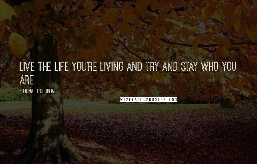 Donald Cerrone Quotes: Live the life you're living and try and stay who you are