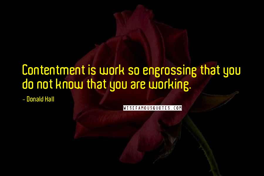 Donald Hall Quotes: Contentment is work so engrossing that you do not know that you are working.