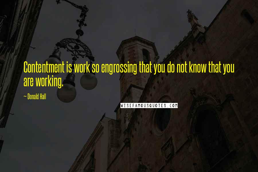 Donald Hall Quotes: Contentment is work so engrossing that you do not know that you are working.