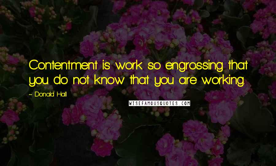 Donald Hall Quotes: Contentment is work so engrossing that you do not know that you are working.