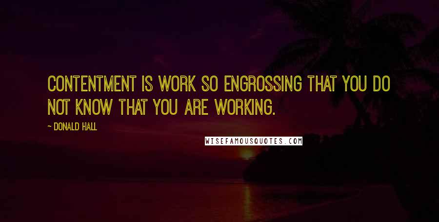 Donald Hall Quotes: Contentment is work so engrossing that you do not know that you are working.