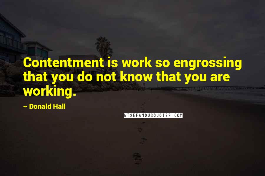 Donald Hall Quotes: Contentment is work so engrossing that you do not know that you are working.