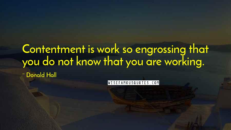 Donald Hall Quotes: Contentment is work so engrossing that you do not know that you are working.