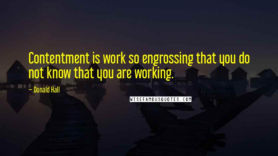 Donald Hall Quotes: Contentment is work so engrossing that you do not know that you are working.