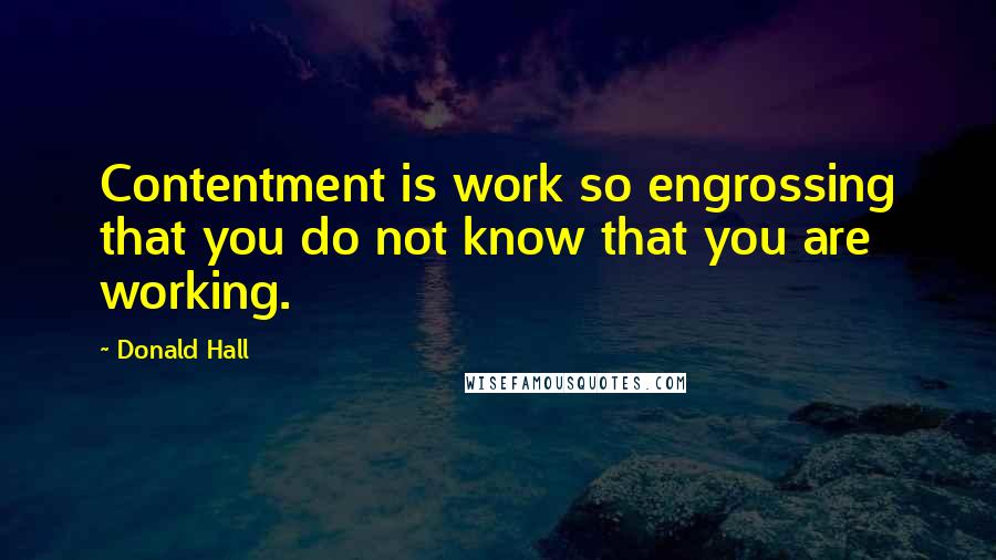 Donald Hall Quotes: Contentment is work so engrossing that you do not know that you are working.