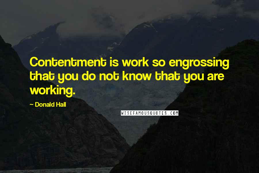 Donald Hall Quotes: Contentment is work so engrossing that you do not know that you are working.