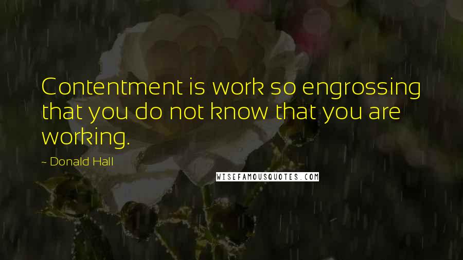 Donald Hall Quotes: Contentment is work so engrossing that you do not know that you are working.