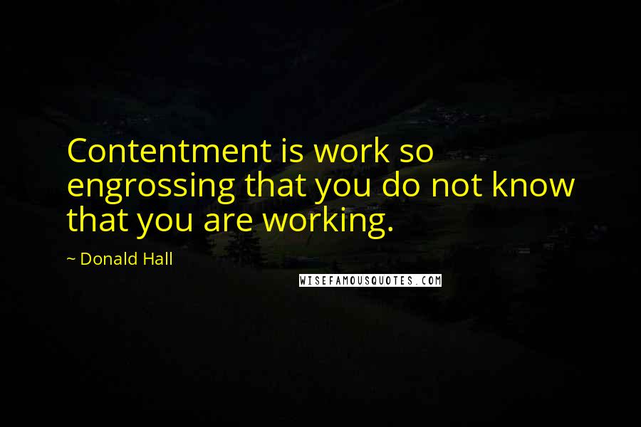 Donald Hall Quotes: Contentment is work so engrossing that you do not know that you are working.