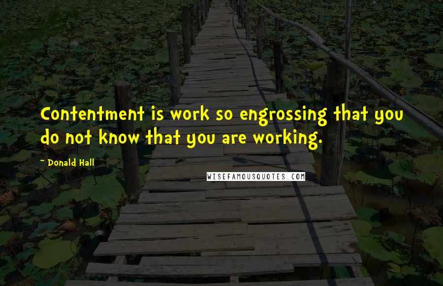 Donald Hall Quotes: Contentment is work so engrossing that you do not know that you are working.