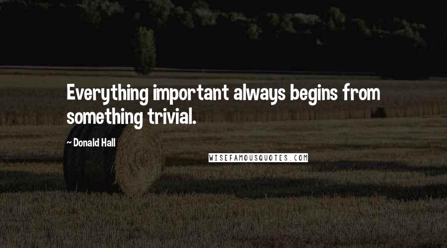 Donald Hall Quotes: Everything important always begins from something trivial.