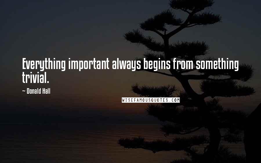 Donald Hall Quotes: Everything important always begins from something trivial.