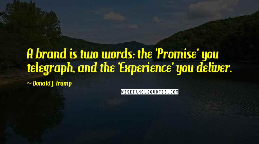 Donald J. Trump Quotes: A brand is two words: the 'Promise' you telegraph, and the 'Experience' you deliver.