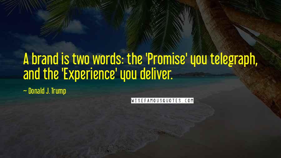 Donald J. Trump Quotes: A brand is two words: the 'Promise' you telegraph, and the 'Experience' you deliver.