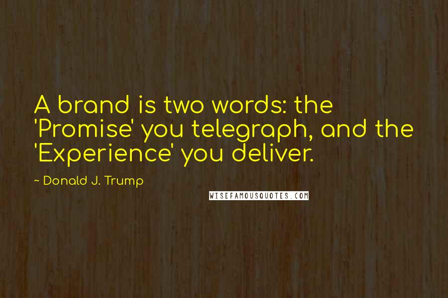 Donald J. Trump Quotes: A brand is two words: the 'Promise' you telegraph, and the 'Experience' you deliver.