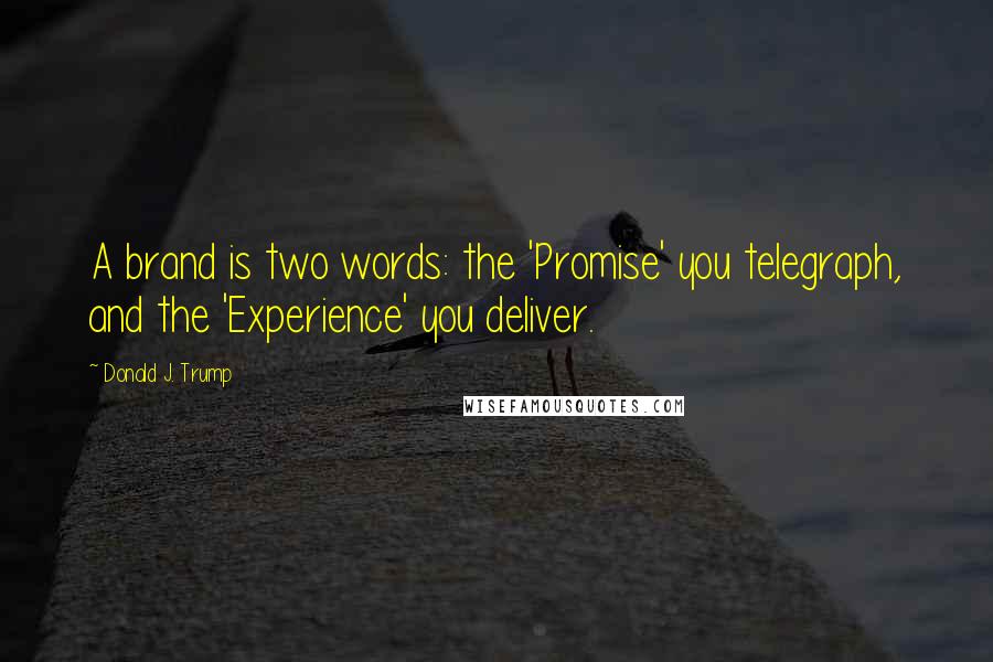 Donald J. Trump Quotes: A brand is two words: the 'Promise' you telegraph, and the 'Experience' you deliver.