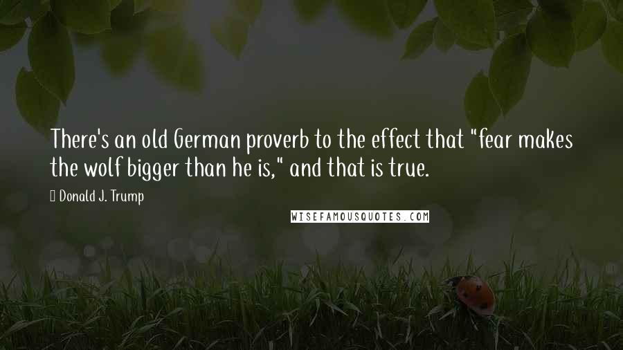 Donald J. Trump Quotes: There's an old German proverb to the effect that "fear makes the wolf bigger than he is," and that is true.