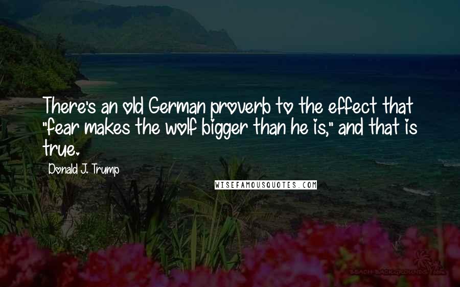 Donald J. Trump Quotes: There's an old German proverb to the effect that "fear makes the wolf bigger than he is," and that is true.