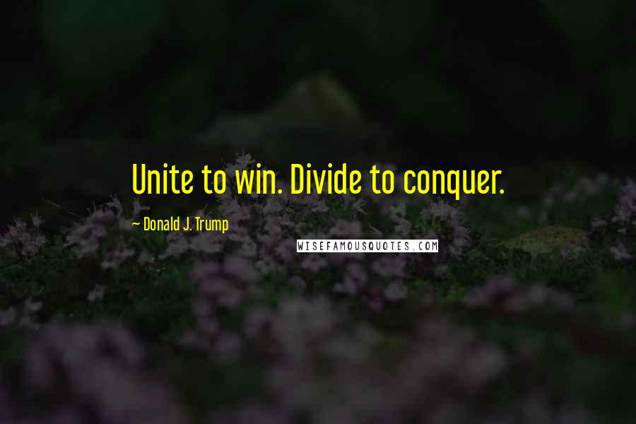 Donald J. Trump Quotes: Unite to win. Divide to conquer.
