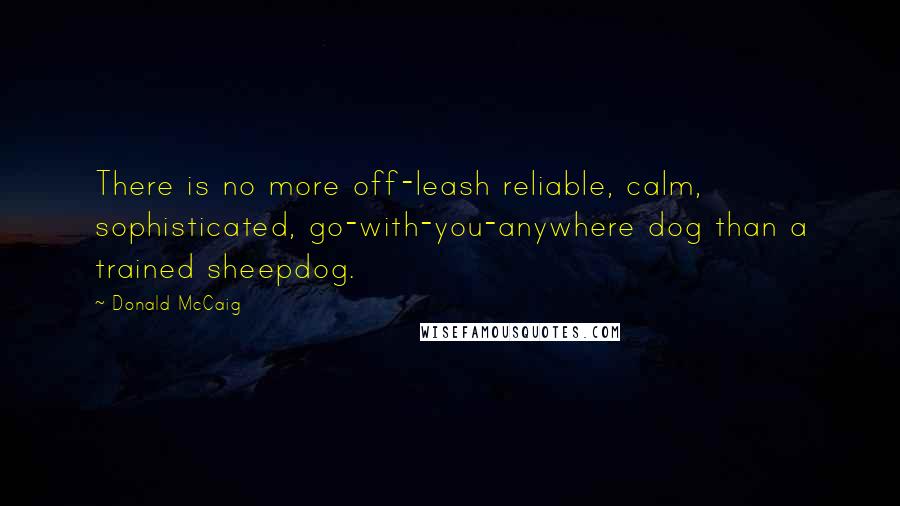 Donald McCaig Quotes: There is no more off-leash reliable, calm, sophisticated, go-with-you-anywhere dog than a trained sheepdog.