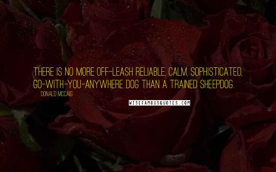 Donald McCaig Quotes: There is no more off-leash reliable, calm, sophisticated, go-with-you-anywhere dog than a trained sheepdog.