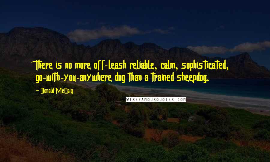 Donald McCaig Quotes: There is no more off-leash reliable, calm, sophisticated, go-with-you-anywhere dog than a trained sheepdog.