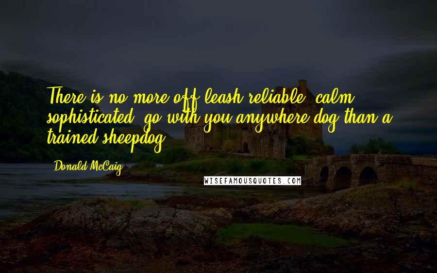 Donald McCaig Quotes: There is no more off-leash reliable, calm, sophisticated, go-with-you-anywhere dog than a trained sheepdog.