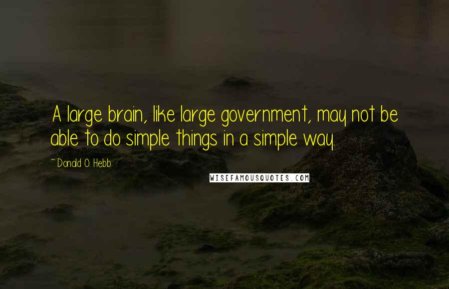 Donald O. Hebb Quotes: A large brain, like large government, may not be able to do simple things in a simple way.
