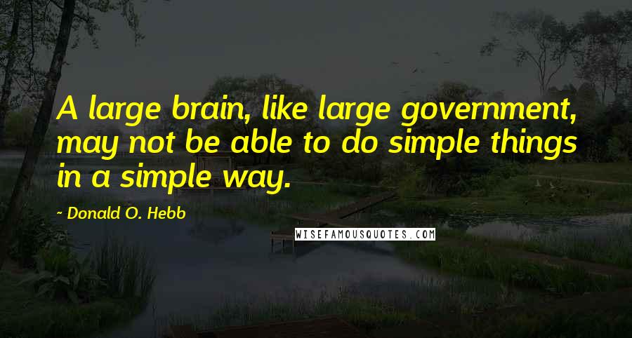 Donald O. Hebb Quotes: A large brain, like large government, may not be able to do simple things in a simple way.