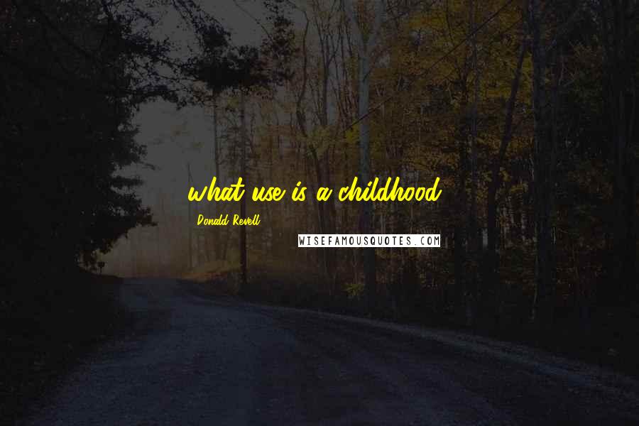 Donald Revell Quotes: what use is a childhood?