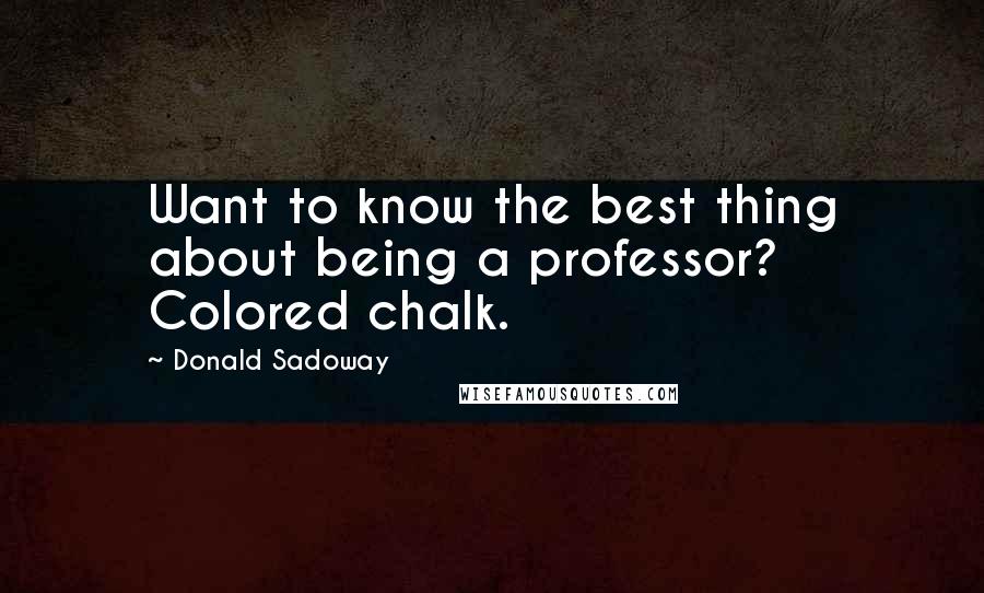 Donald Sadoway Quotes: Want to know the best thing about being a professor? Colored chalk.