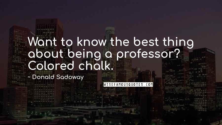 Donald Sadoway Quotes: Want to know the best thing about being a professor? Colored chalk.