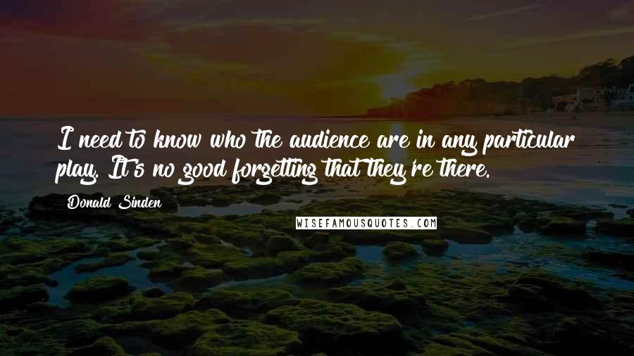 Donald Sinden Quotes: I need to know who the audience are in any particular play. It's no good forgetting that they're there.