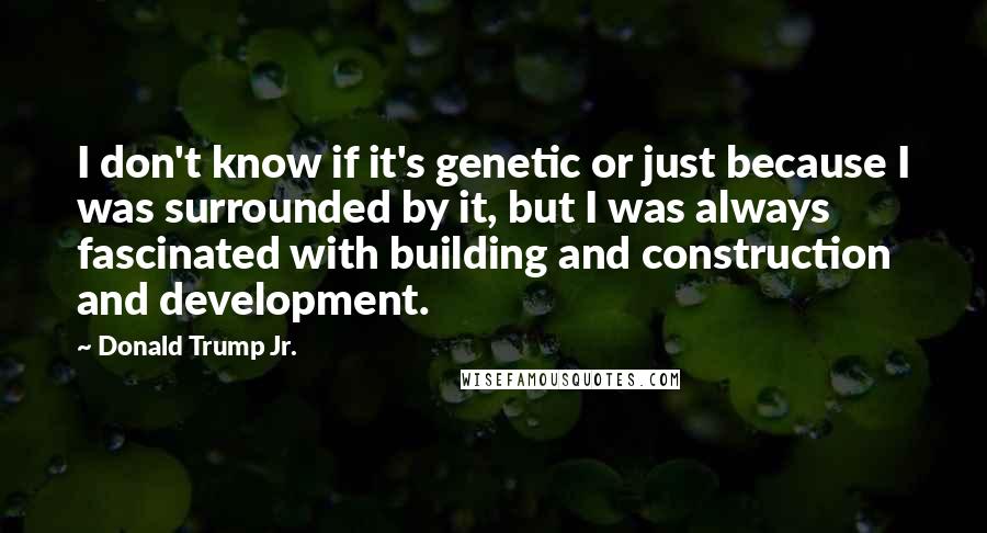 Donald Trump Jr. Quotes: I don't know if it's genetic or just because I was surrounded by it, but I was always fascinated with building and construction and development.