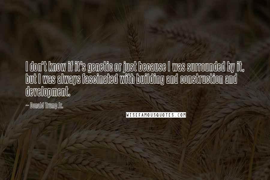 Donald Trump Jr. Quotes: I don't know if it's genetic or just because I was surrounded by it, but I was always fascinated with building and construction and development.