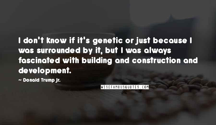 Donald Trump Jr. Quotes: I don't know if it's genetic or just because I was surrounded by it, but I was always fascinated with building and construction and development.