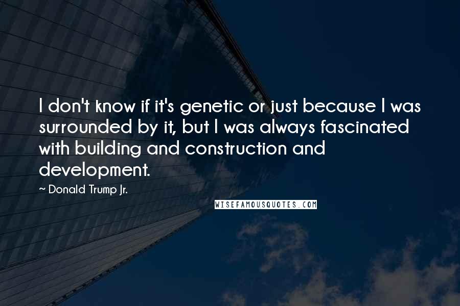 Donald Trump Jr. Quotes: I don't know if it's genetic or just because I was surrounded by it, but I was always fascinated with building and construction and development.