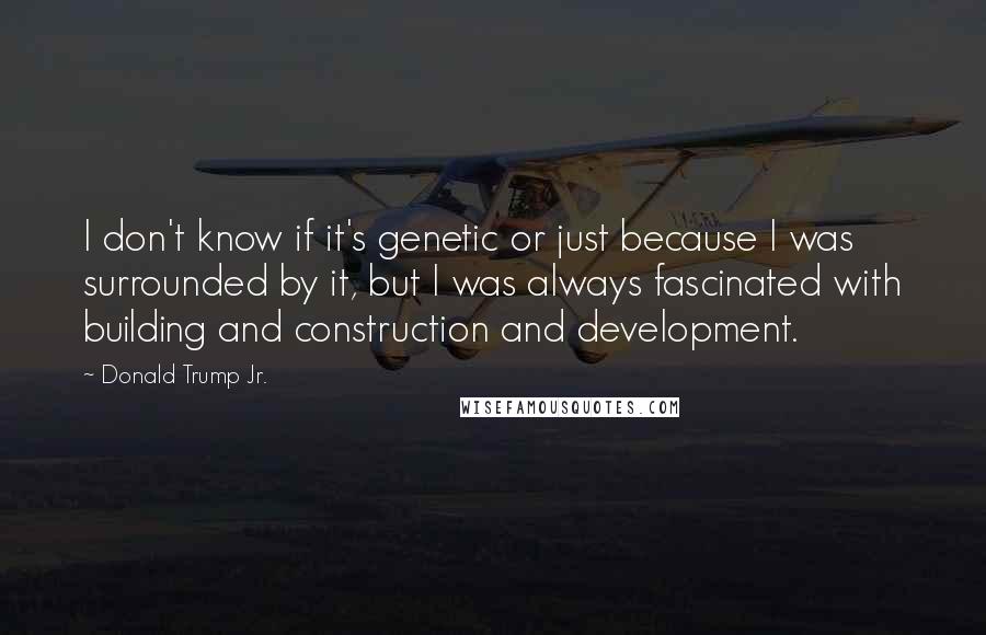 Donald Trump Jr. Quotes: I don't know if it's genetic or just because I was surrounded by it, but I was always fascinated with building and construction and development.