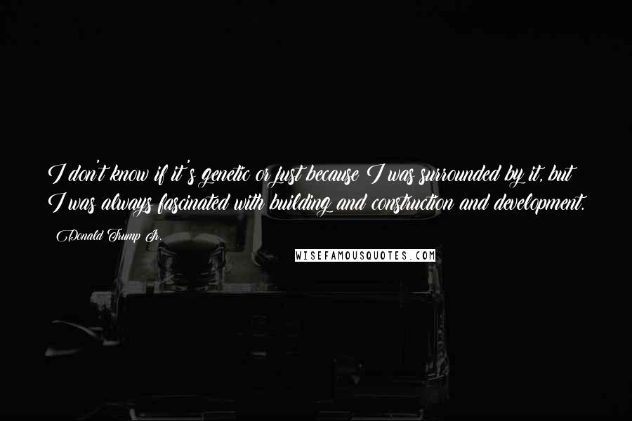 Donald Trump Jr. Quotes: I don't know if it's genetic or just because I was surrounded by it, but I was always fascinated with building and construction and development.
