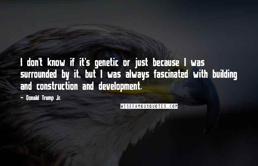 Donald Trump Jr. Quotes: I don't know if it's genetic or just because I was surrounded by it, but I was always fascinated with building and construction and development.