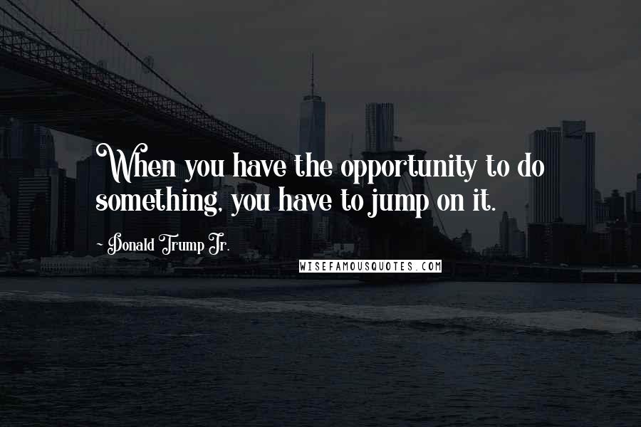 Donald Trump Jr. Quotes: When you have the opportunity to do something, you have to jump on it.