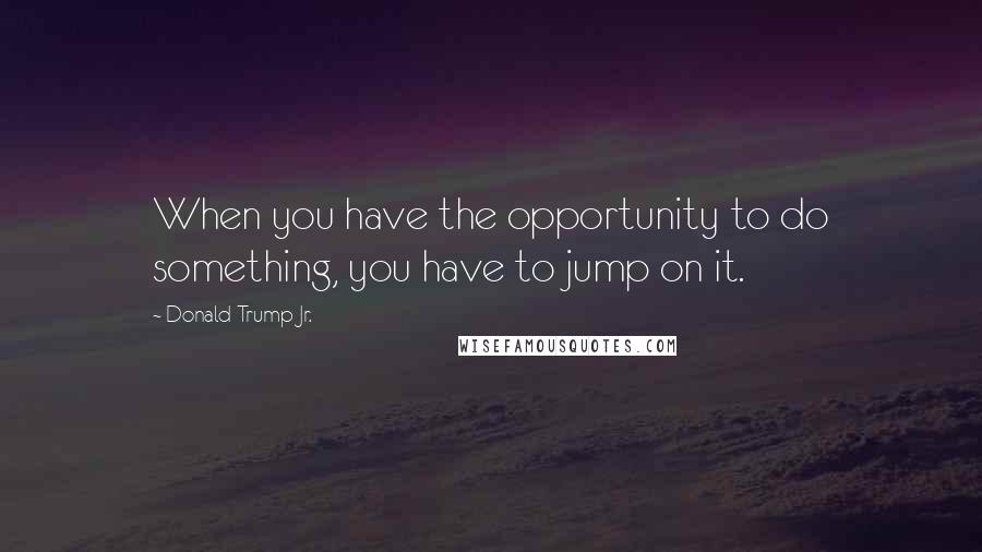Donald Trump Jr. Quotes: When you have the opportunity to do something, you have to jump on it.