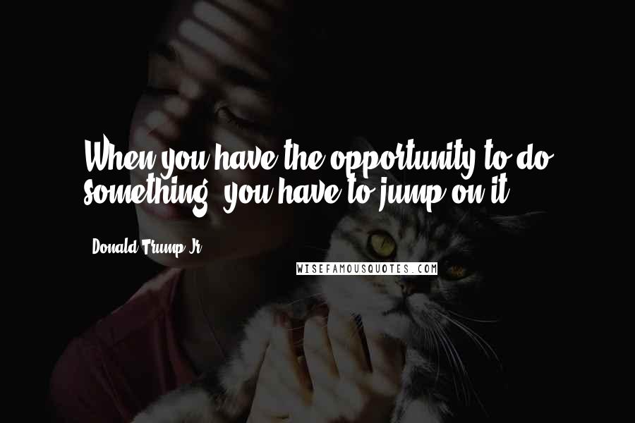 Donald Trump Jr. Quotes: When you have the opportunity to do something, you have to jump on it.