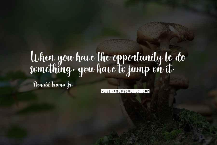 Donald Trump Jr. Quotes: When you have the opportunity to do something, you have to jump on it.