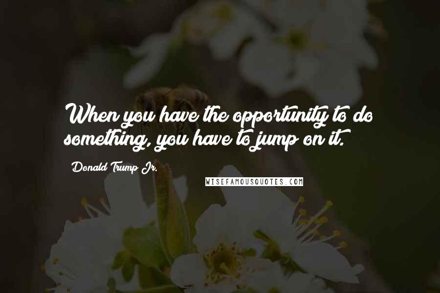 Donald Trump Jr. Quotes: When you have the opportunity to do something, you have to jump on it.