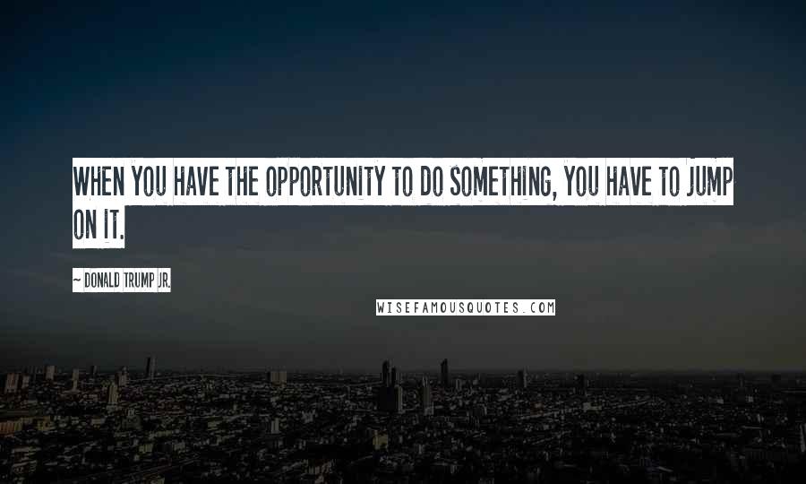 Donald Trump Jr. Quotes: When you have the opportunity to do something, you have to jump on it.