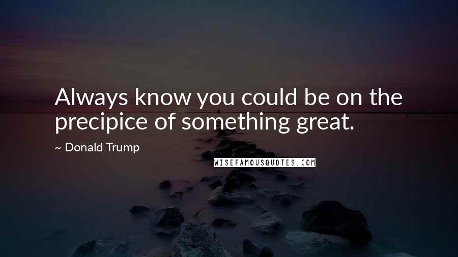 Donald Trump Quotes: Always know you could be on the precipice of something great.