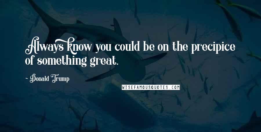 Donald Trump Quotes: Always know you could be on the precipice of something great.